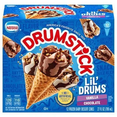 Nestle Drumstick Lil' Drums Vanilla Chocolate Ice Cream Cones  12ct