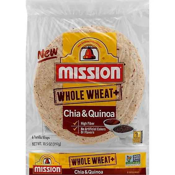 Mission Chia & Quinoa Whole Wheat+ Tortilla, Chia & Quinoa