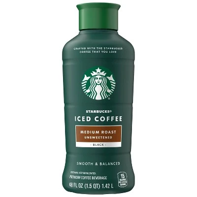 Starbucks Unsweetened Medium Roast Iced Coffee  48 fl oz
