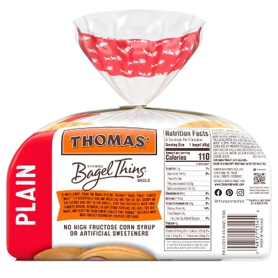 Thomas' Bagel Thins Plain Sliced Bagels