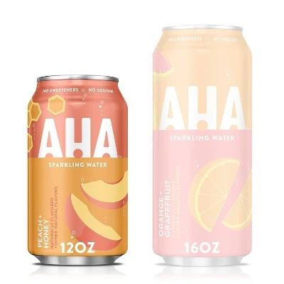 AHA Peach + Honey Sparkling Water 8pk/12 fl oz Cans