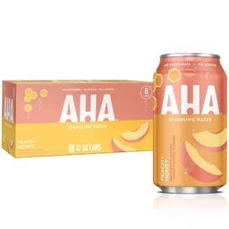 AHA AHA Peach + Honey Sparkling Water 8pk/12 fl oz Cans