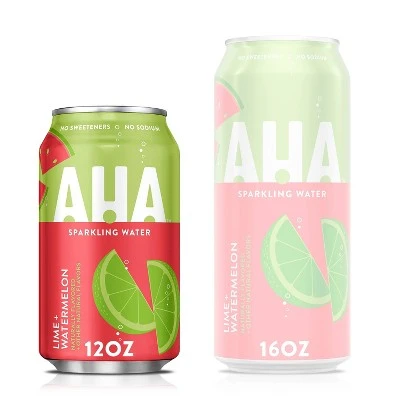 AHA Lime + Watermelon Sparkling Water 8pk/12 fl oz Cans