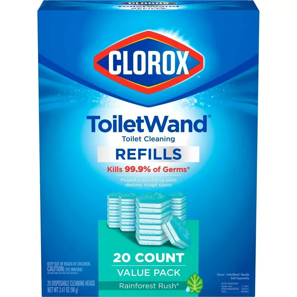 Clorox ToiletWand Disinfecting Refills Disposable Wand Heads Rainforest Rush 20ct