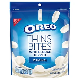Oreo Oreo Thins Bites White Fudge Dipped Sandwich Cookies  6.4oz