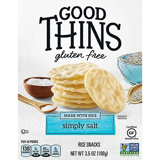 Good Thins Simply Salt Rice Snacks Gluten Free Crackers  3.5oz