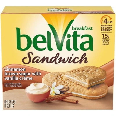 BelVita Belvita Cinnamon Brown Sugar With Vanilla Creme Sandwich Breakfast Biscuits, Cinnamon Brown Sugar W