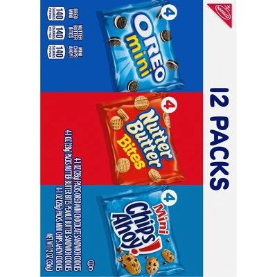 Nabisco Snack Pack Variety Mini Cookies Mix With Oreo Mini, Mini Chips Ahoy! & Nutter Butter Bites