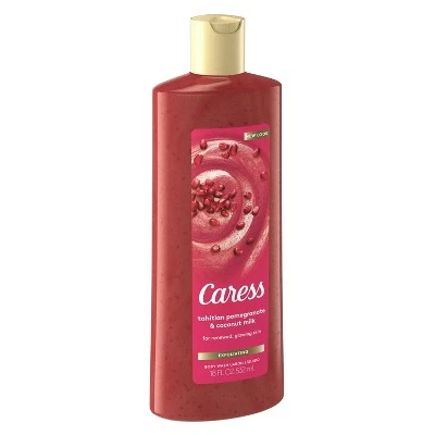 Caress Tahitian Renewal Pomegranate Seeds & Coconut Milk Scent Exfoliating Body Wash Soap  18 fl oz