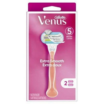 Venus Extra Smooth 5 Blade Pink Women's Razor + 2 Razor Blade Refills
