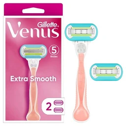 Venus Venus Extra Smooth 5 Blade Pink Women's Razor + 2 Razor Blade Refills