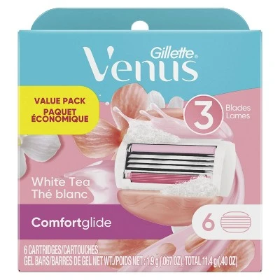 Venus ComfortGlide 3 Blade White Tea Women's Razor Blade Refills  6ct