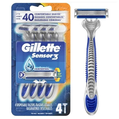 Gillette Sensor3 Men's Disposable Razors 4ct