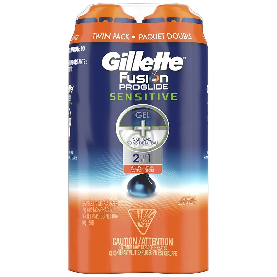 Gillette Fusion ProGlide Sensitive Men's Ocean Breeze Shave Gel Twin Pack 12oz