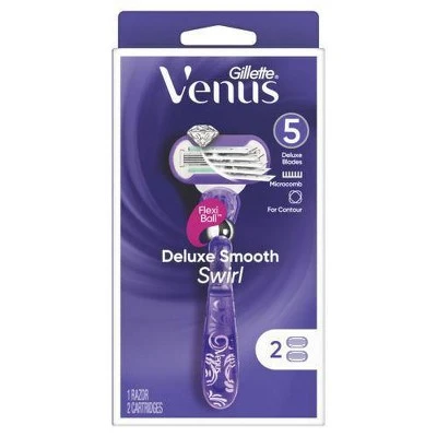 Venus Swirl Flexiball Purple Women's Razor 1 Handle + 2 Refills