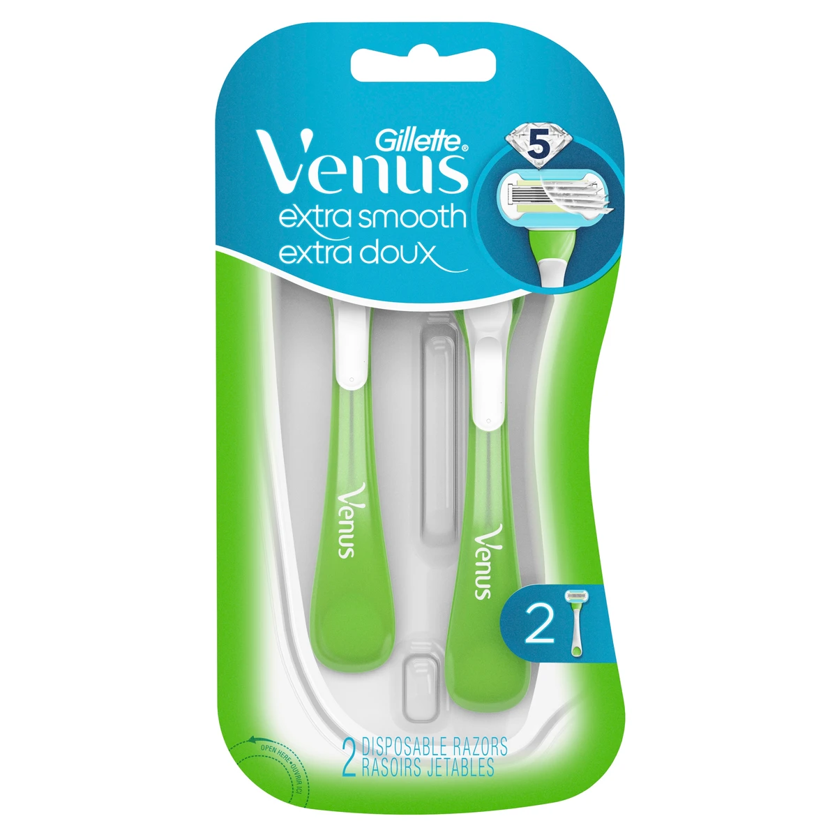 Venus Extra Smooth Green Disposable Women's Razors 2ct