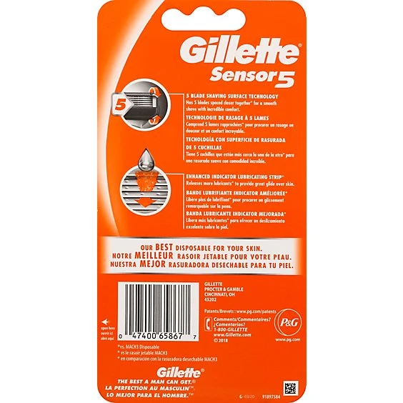 Gillette Sensor5 Men's Disposable Razors  2ct
