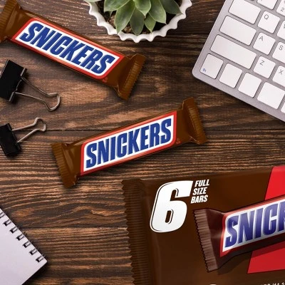 Snickers Full Size Chocolate Candy Bars  1.86oz/6ct