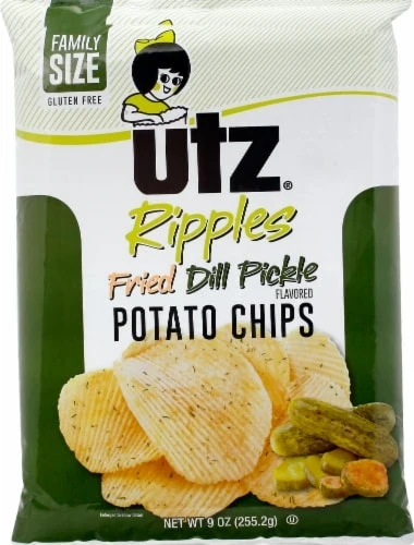 Utz Fried Dill Pickle Ripple Potato Chips 9oz