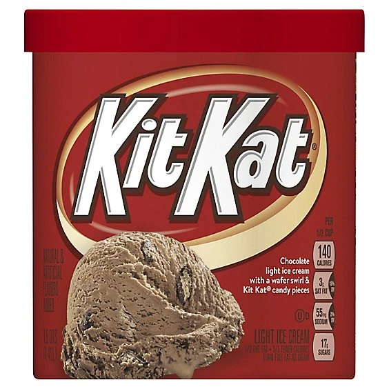 Kit Kat Light Ice Cream with Wafer Swirl Candy Pieces 1.5 Qt.