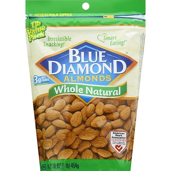Blue Diamond Whole Natural Value Pack Almonds 16 Oz Bag