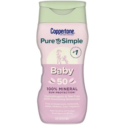Coppertone Waterbabies Pure & Simple Mineral Sunscreen  SPF 50  6oz