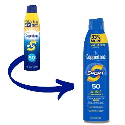 Coppertone Sport Sunscreen Spray  SPF 50  7.3oz Value Size