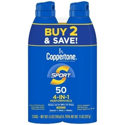 Coppertone Coppertone Sport Sunscreen Spray  SPF 50  11oz  Twin Pack