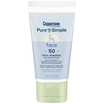 Coppertone Pure & Simple Botanicals Faces Sunscreen Lotion SPF 50  2oz