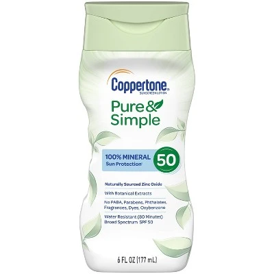 Coppertone Pure & Simple Sunscreen Lotion, SPF 50