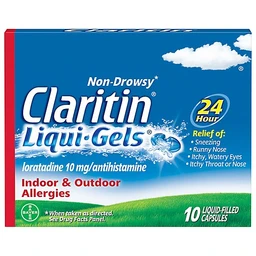  Claritin Antihistamine Liqui Gels Indoor & Outdoor Allergies 10mg  10 Count
