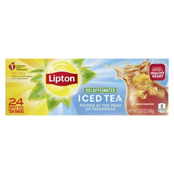 Lipton Decaffeinated Family Size Black Iced Tea Bags  24ct