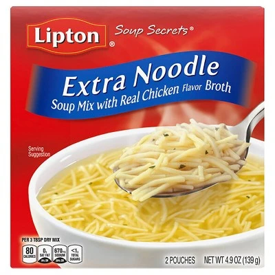 Lipton Soup Secrets Soup Mix with Chicken Broth Extra Noodle 4.9oz