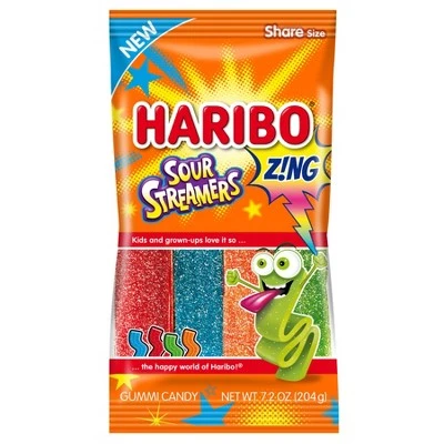 Haribo Z!NG Sour Streamers Chewy Candy  7.2oz