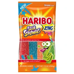 HARIBO Haribo Z!NG Sour Streamers Chewy Candy  7.2oz