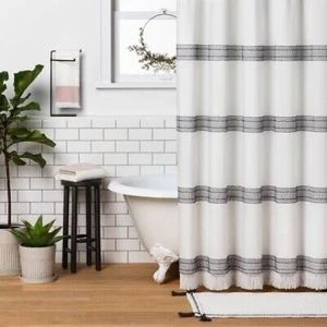 Textured Dobby Stripe Shower Curtain Gray Hearth & Hand™ with Magnolia