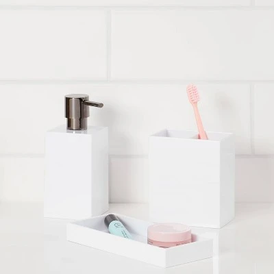 3pc Plastic Bath Coordinate Set White Project 62™
