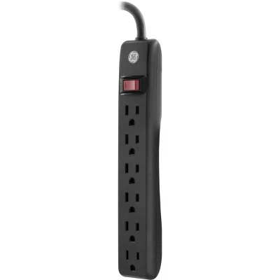 General Electric 6 Outlet Power Strip Black/White