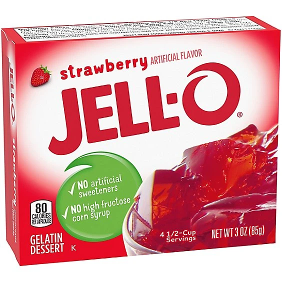 Jell O Strawberry Instant Gelatin Mix, 3 oz Box