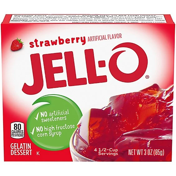Jell O Strawberry Instant Gelatin Mix, 3 oz Box