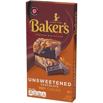 Baker's 100% Cacao Unsweetened Chocolate Baking Bar  4oz