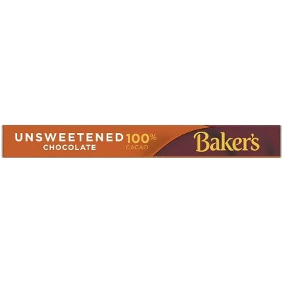 Baker's 100% Cacao Unsweetened Chocolate Baking Bar  4oz
