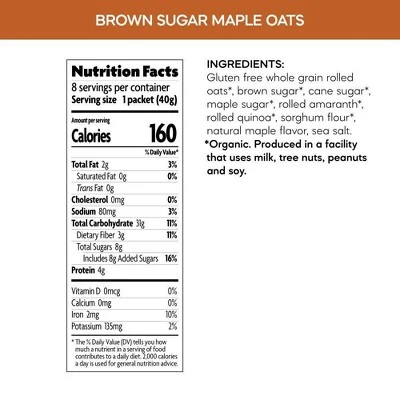 Nature's Path Gluten Free Brown Sugar Maple Instant Oatmeal 11.3oz