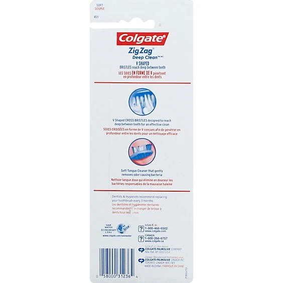 Colgate Wave Zig Zag Toothbrushes  Soft Bristles  4ct