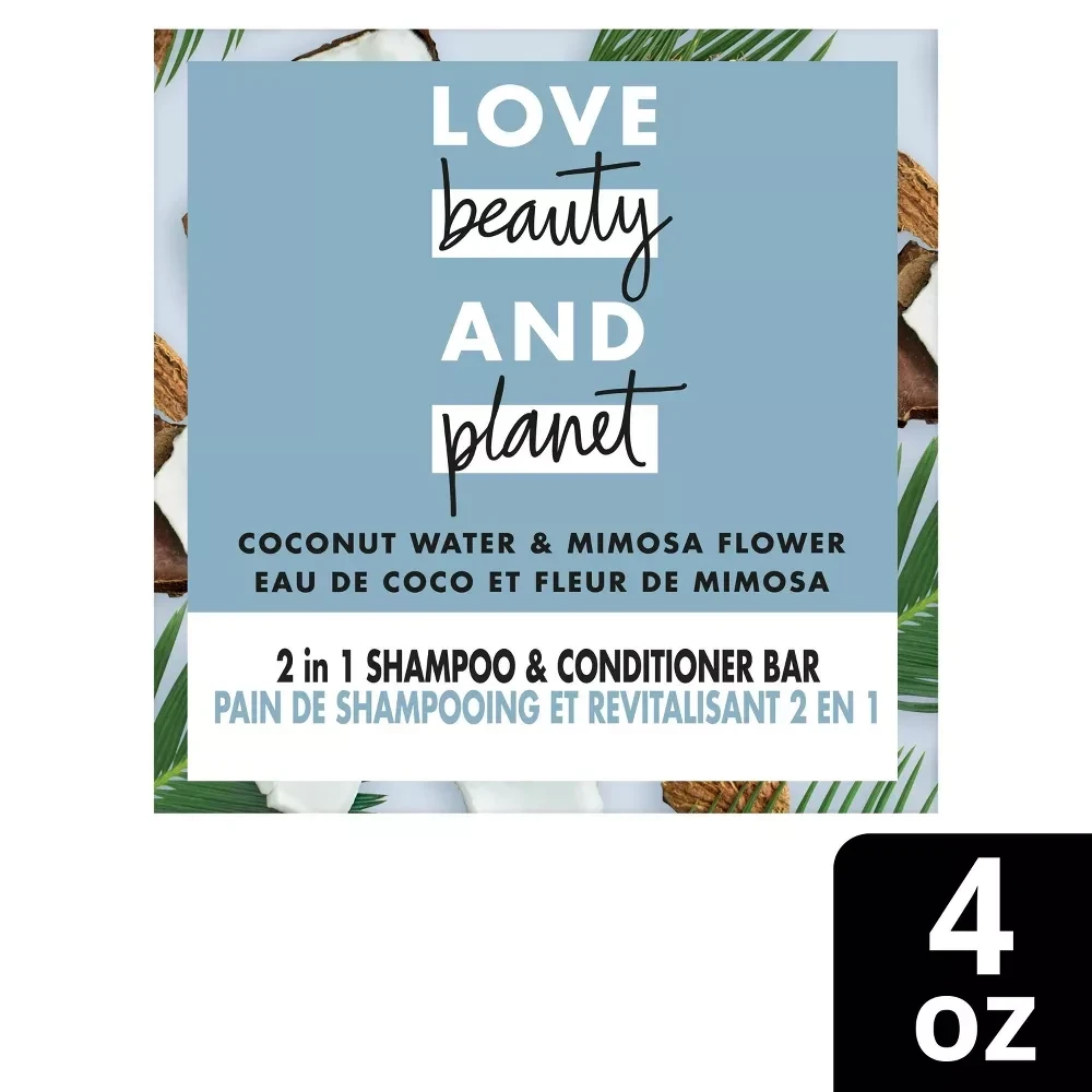 Love Beauty & Planet 2 in 1 Shampoo & Conditioner Bar, Coconut Water & Mimosa Flower