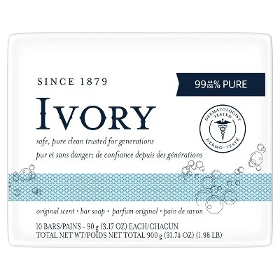 Ivory Original Bar Soap  10 bars  3.17oz