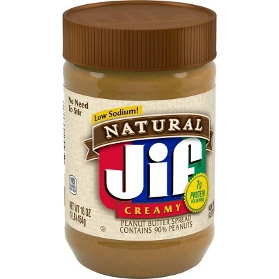 Jif Natural Low Sodium Creamy Peanut Butter 16oz