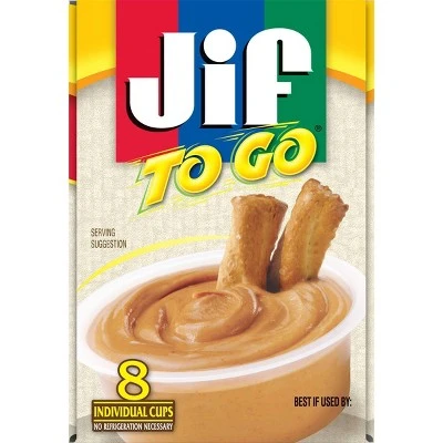 Jif To Go Natural Peanut Butter  12oz/8ct