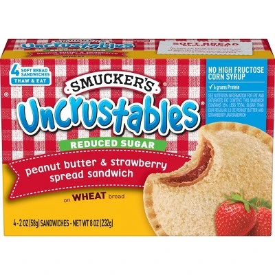 Smucker's Frozen Uncrustables Whole Wheat Peanut Butter & Strawberry Jam Sandwich  8oz/4ct