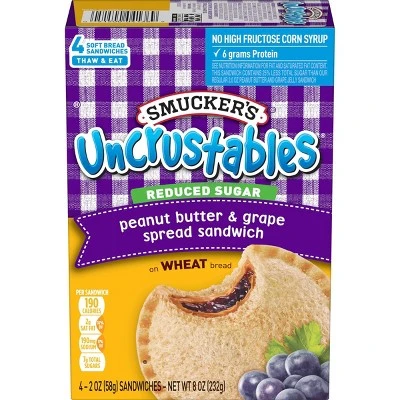 Smucker's Frozen Uncrustables Whole Wheat Peanut Butter & Grape Jelly Sandwiches  4pk